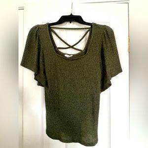 Solid Ribbed Square Neck Top